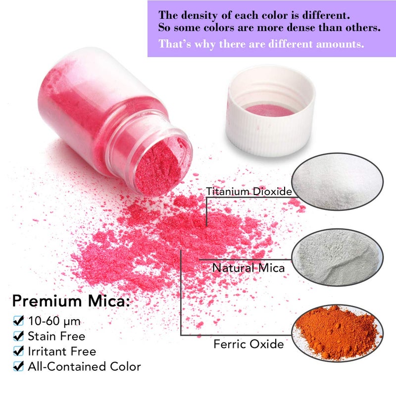 SEISSO Mica Powder for Epoxy Resin, 20 Color Pigment Powder Set for Resin Art, Slime, Making up, Soap Dye, Bath Bomb, Nail Polish, Painting and Craft Projects (0.35oz/10g Each Bottle) - Image 2